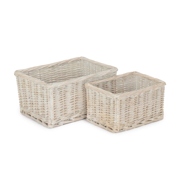 red hamper White Wash Willow Trays