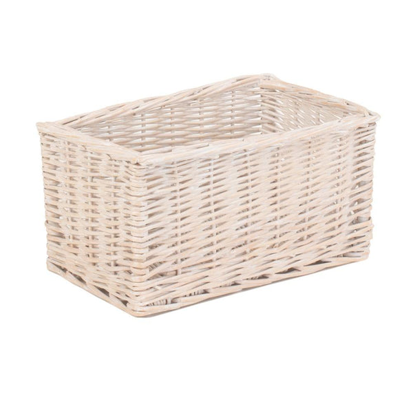 Red Hamper Whitewash Unlined Wicker Storage Basket