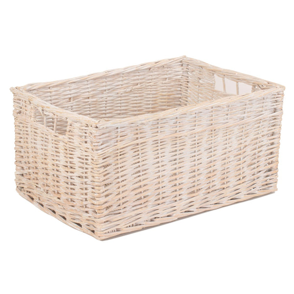 Red Hamper Whitewash Unlined Wicker Storage Basket