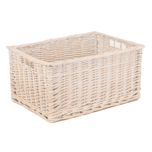 Red Hamper Whitewash Unlined Wicker Storage Basket
