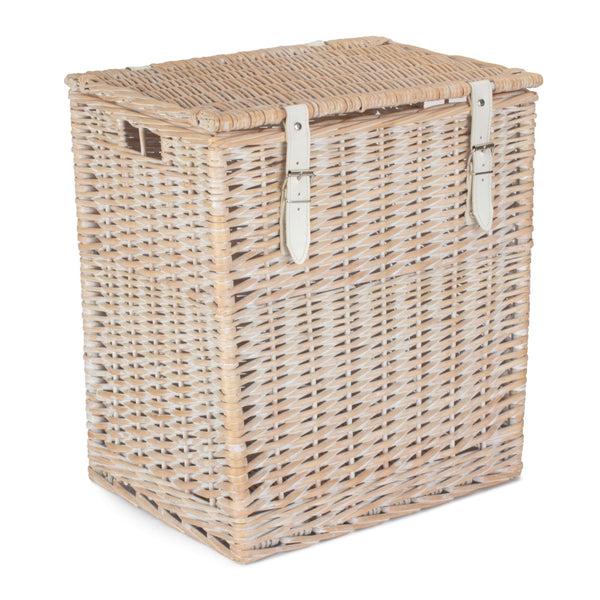 Red Hamper Whitewash Vintner Wicker Storage Basket
