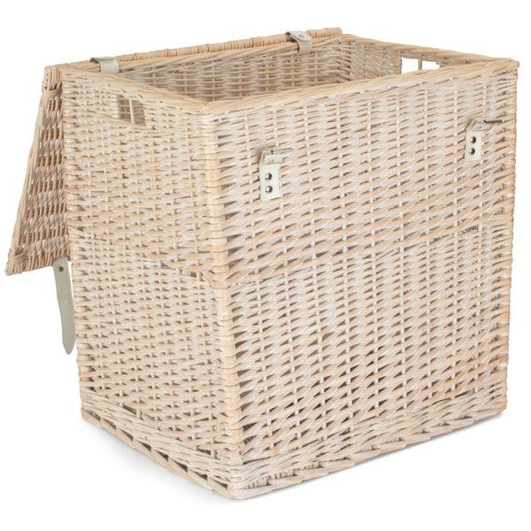 Red Hamper Whitewash Vintner Wicker Storage Basket