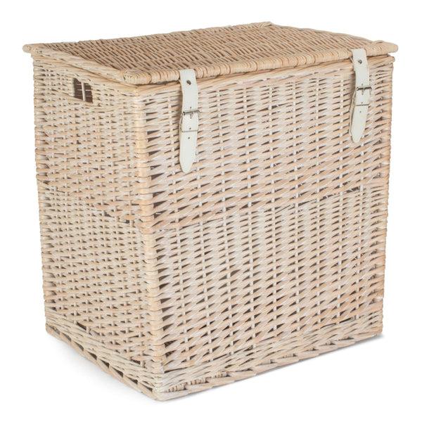Red Hamper Whitewash Vintner Wicker Storage Basket