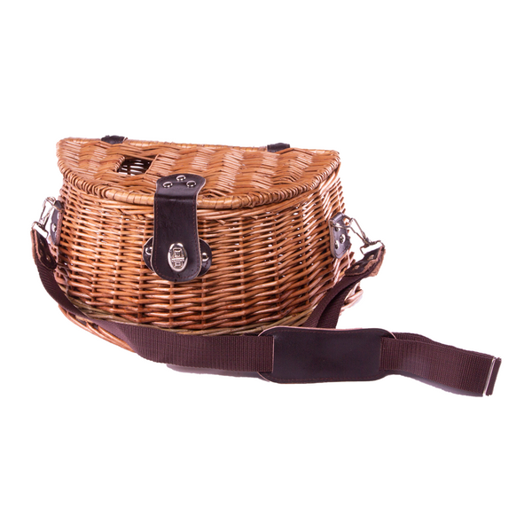 red hamper Wicker Flying Fishing Creel