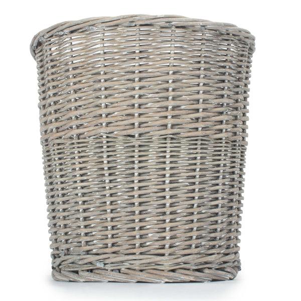 Red Hamper Wicker Grey Wash Round Waste Bin