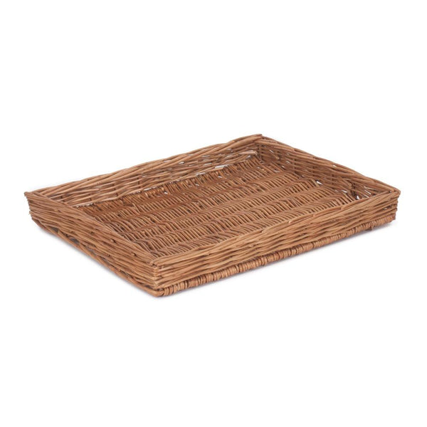red hamper Wicker Light Steamed Flat Serving Tray