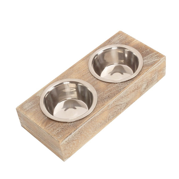 red hamper Wooden Dog Feeding Station