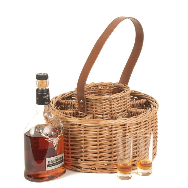 red hamper Round Wicker Whisky Celebration Drinks Carrier