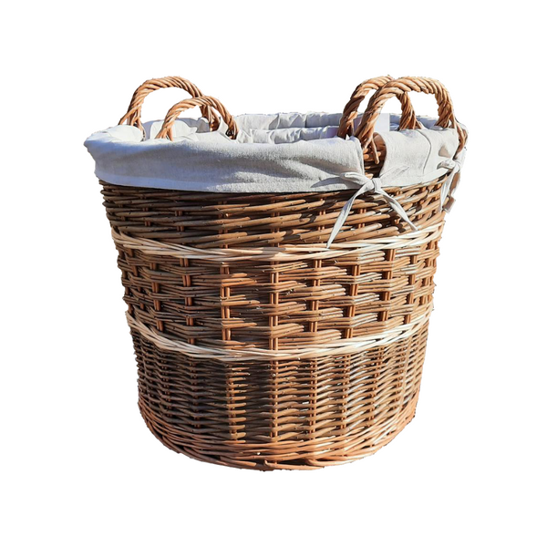 red hamper Set of 2 Cotton Lined Wicker Log Baskets