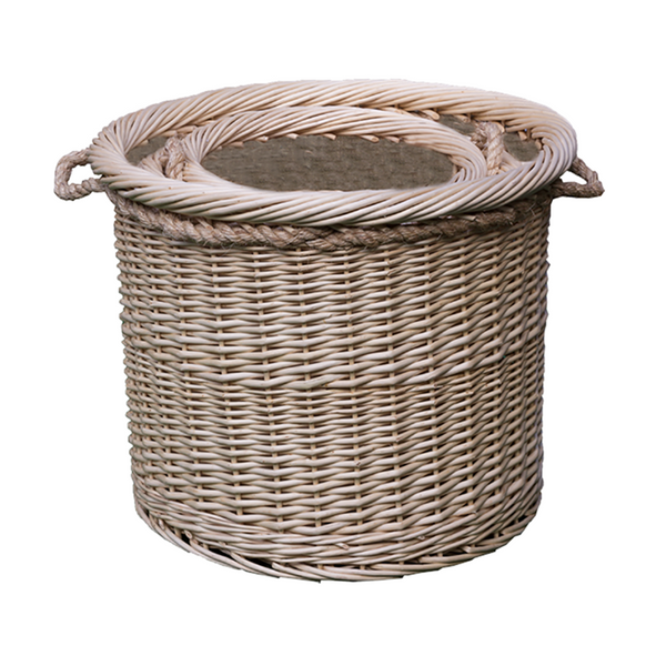 red hamper Set of 3 Deluxe Rope Handled Lined Wicker Log Basket
