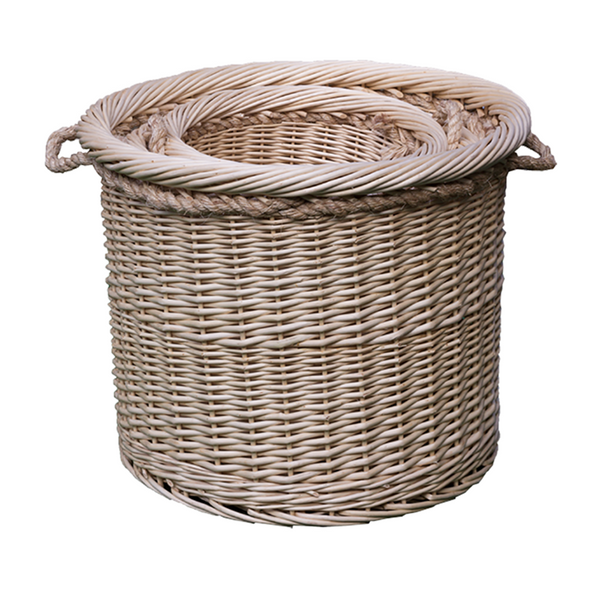 red hamper Set of 3 Deluxe Rope Handled Wicker Log Basket
