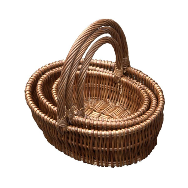 red hamper Set of 3 Oval Gift Wicker Shopping Baskets