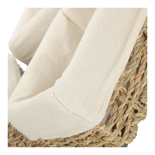 Red Hamper Set Of 3 Rectangular Cotton Lined Seagrass Trays