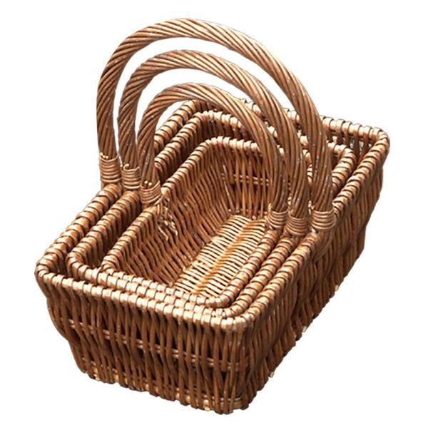 red hamper Set of 3 Rectangular Gift Wicker Shopping Baskets