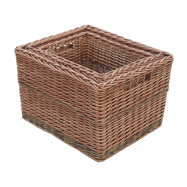 Red Hamper Set Of 3 Somerset Rectangular Wicker Log Basket