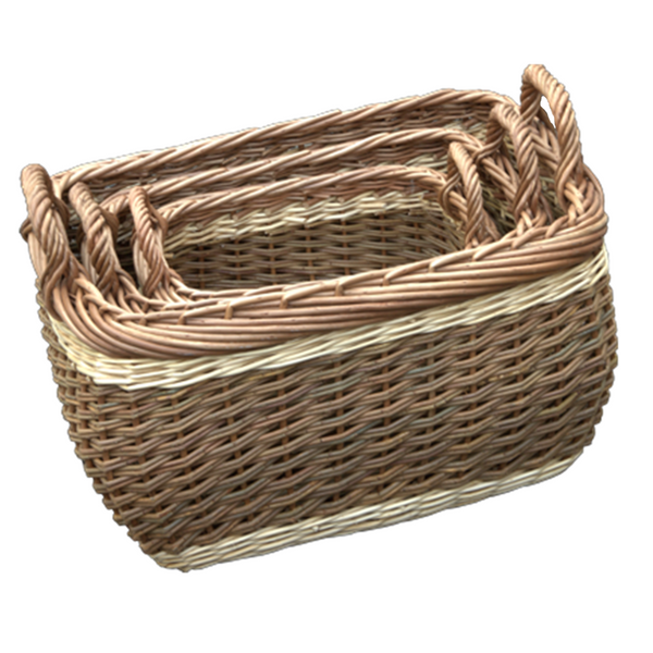 red hamper Set of 3 Three Tone Wicker Storage Baskets