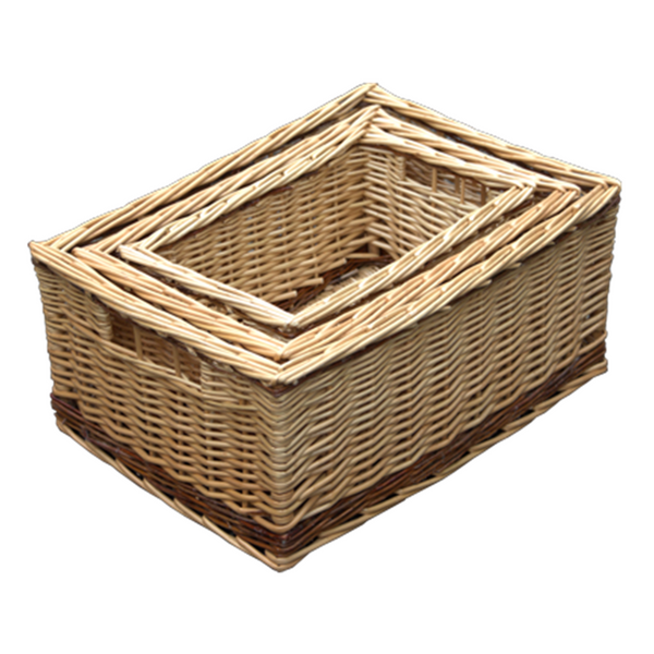 red hamper Set of 3 Wicker Storage Baskets with Rustic Stripe
