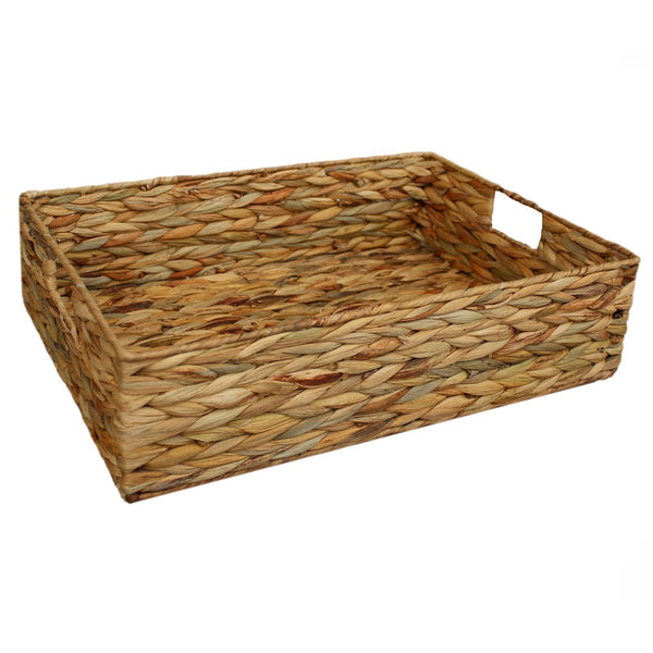 Red Hamper Shallow Rectangular Water Hyacinth Storage Basket