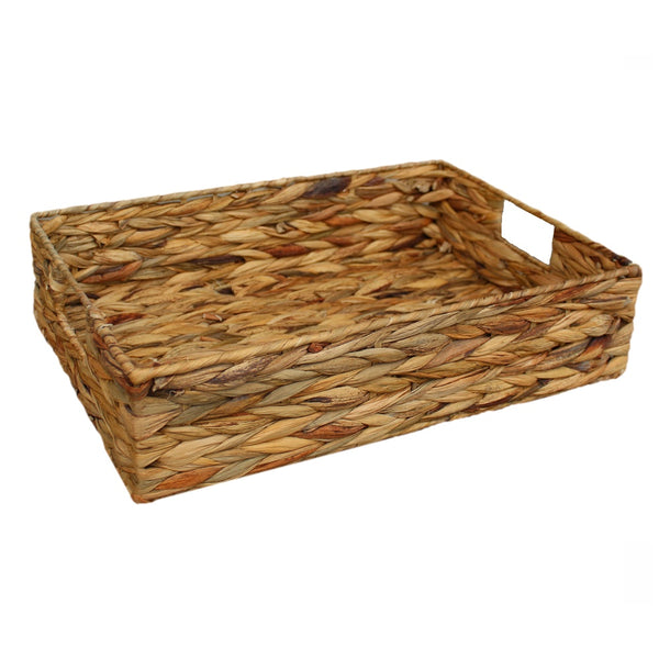 Red Hamper Shallow Rectangular Water Hyacinth Storage Basket