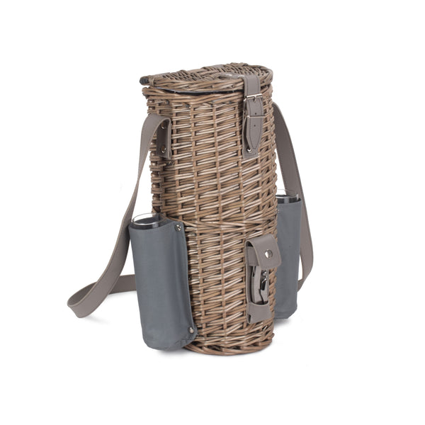 Red Hamper Single Bottle Wicker 2 Champagne Glass Carrier With Shoulder Strap