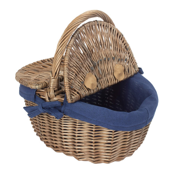 Red Hamper Small Antique Wash Double Lidded Oval Shopping Basket
