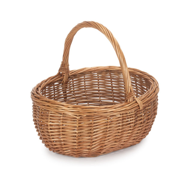 red hamper Small Deluxe Double Steamed Wicker Shopping Basket