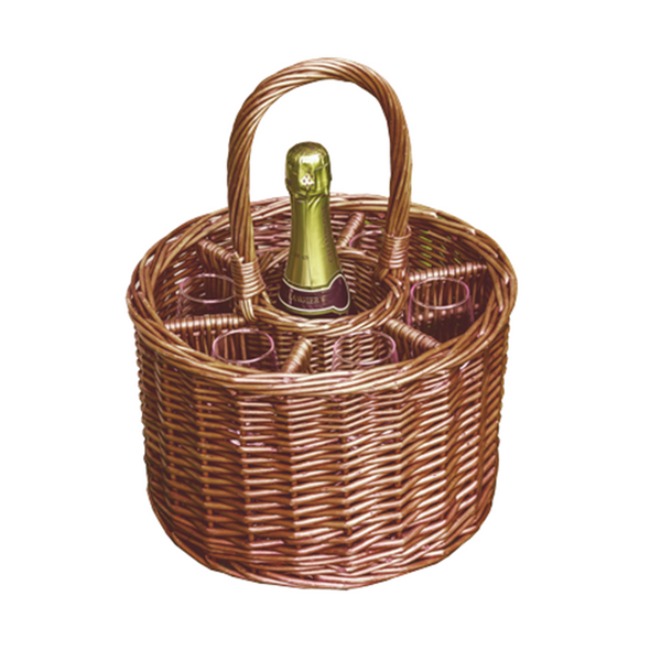 red hamper Small Deluxe Wicker Single Bottle Drinks Basket