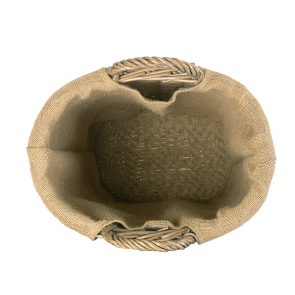 Red Hamper Small Oval Hessian Lined Wicker Log Basket