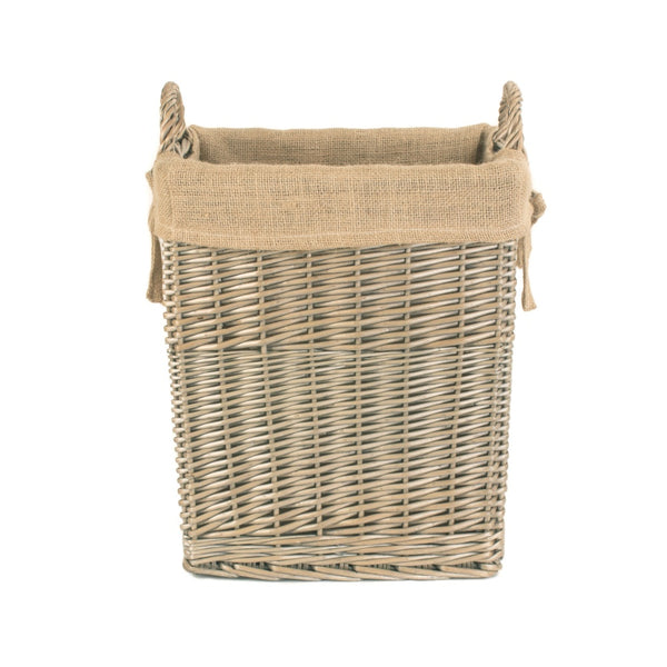 Red Hamper Small Rectangular Hessian Lined Wicker Log Basket