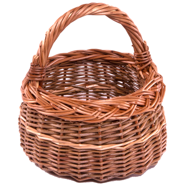 red hamper Small Round Shallow Wicker Shopping Basket