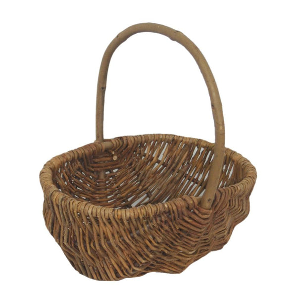red hamper Small Rustic Unpeeled Wicker Shopping Basket