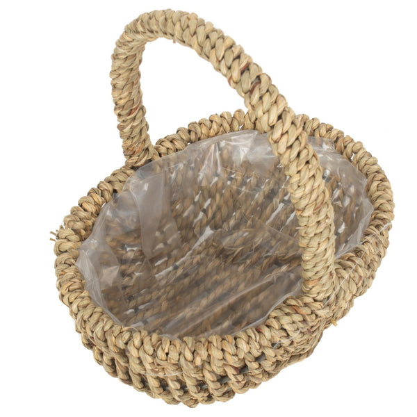 Red Hamper Small Seagrass Plastic Lined Shopping Basket