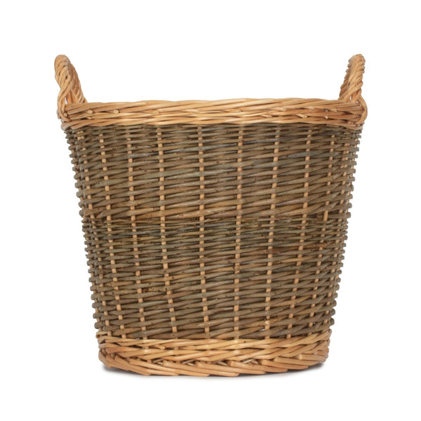 Red Hamper Small Unpeeled Hessian Lined Wicker Log Basket