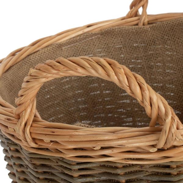 Red Hamper Small Unpeeled Hessian Lined Wicker Log Basket