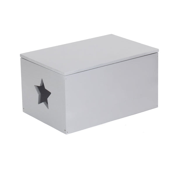 red hamper Soft Wood Silver Painted Storage Box with Star Cut Out