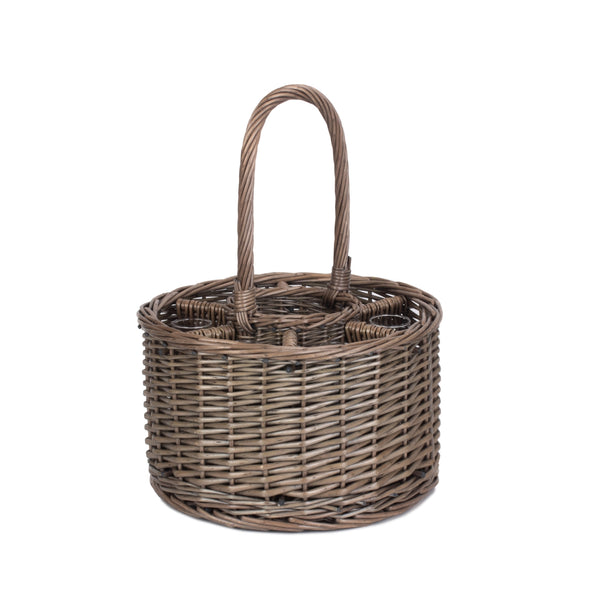 Red Hamper Special Event Wicker Drinks Basket With Glasses