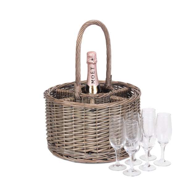 red hamper Special Event Wicker Drinks Basket with Glasses
