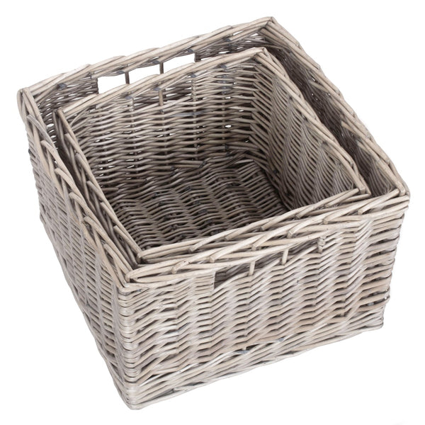 red hamper Square Antique Wash Unlined Storage Basket