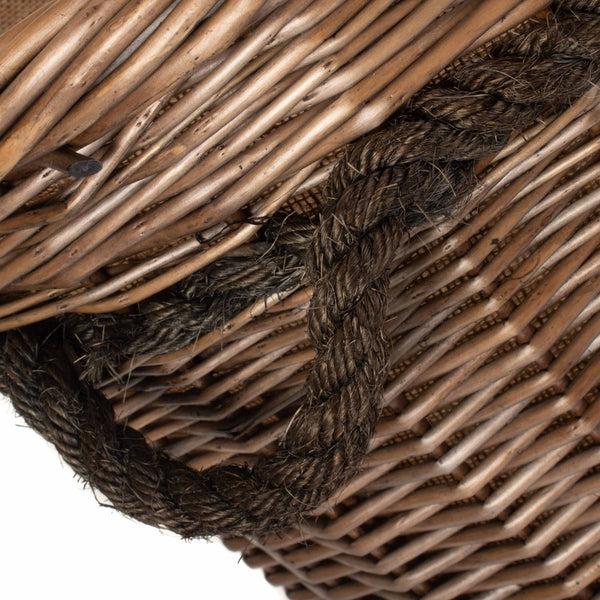 Red Hamper Tall Deluxe Wicker Hessian Lined Rope Handled Log Basket