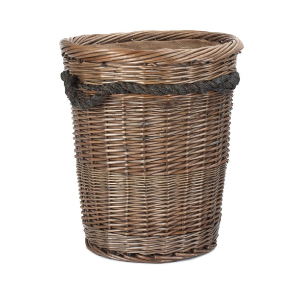 red hamper Tall Deluxe Wicker Hessian Lined Rope Handled Log Basket