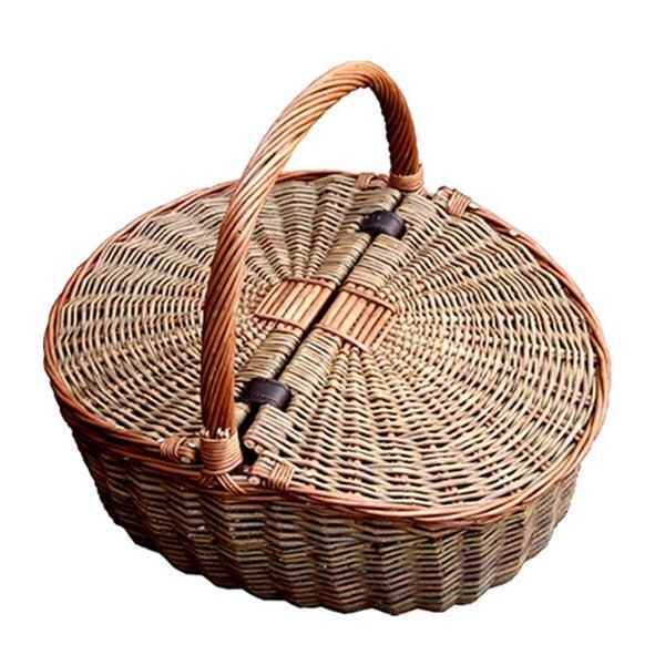 red hamper Two Tone Double Lidded Empty Picnic Basket