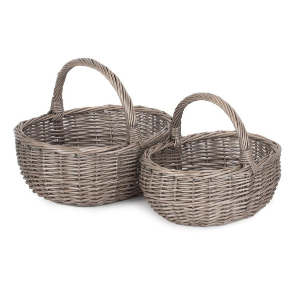 red hamper Unlined Antique Wash Wicker Bathroom Shopping Basket
