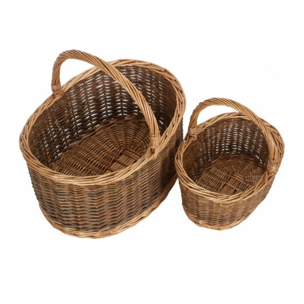 Red Hamper Unlined Country Oval Wicker Shopping Basket