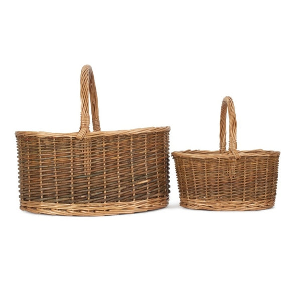 Red Hamper Unlined Country Oval Wicker Shopping Basket