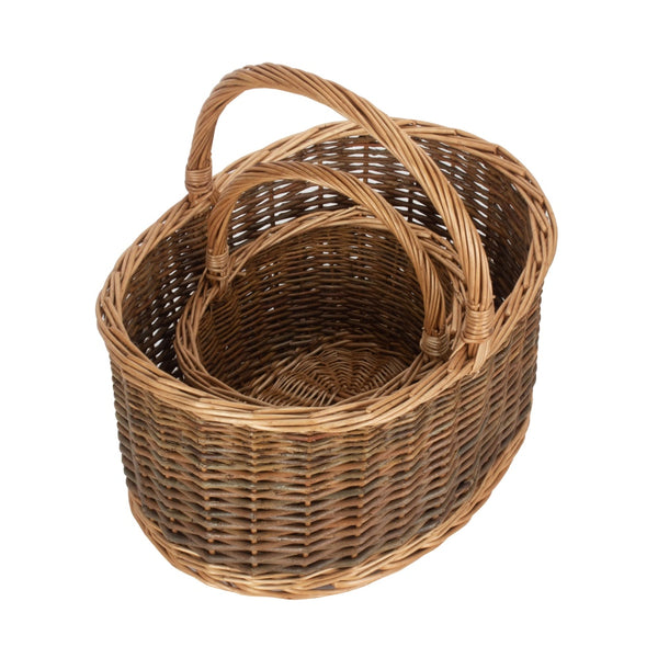 Red Hamper Unlined Country Oval Wicker Shopping Basket