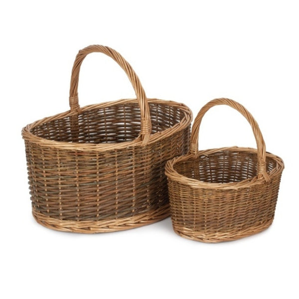 red hamper Unlined Country Oval Wicker Shopping Basket