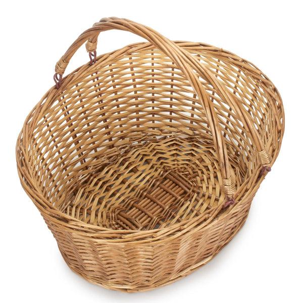 Red Hamper Unlined Double Steamed Wicker Shopping Basket With Swing Handles