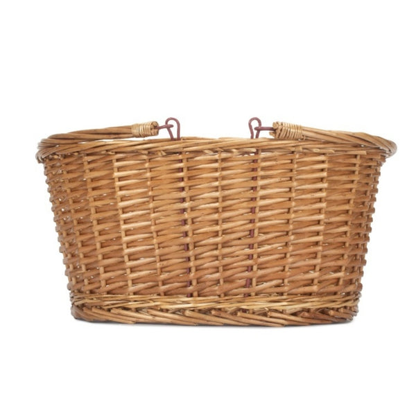 Red Hamper Unlined Double Steamed Wicker Shopping Basket With Swing Handles