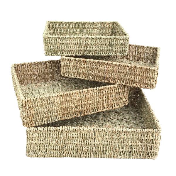 red hamper Unlined Rectangular Seagrass Serving Trays