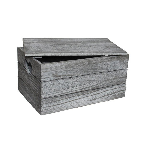 Red Hamper Vintage Effect Heart Cut Handle Lidded Wooden Storage Box